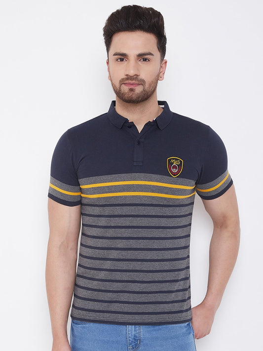 Navy blue Striper Polo T-shirt