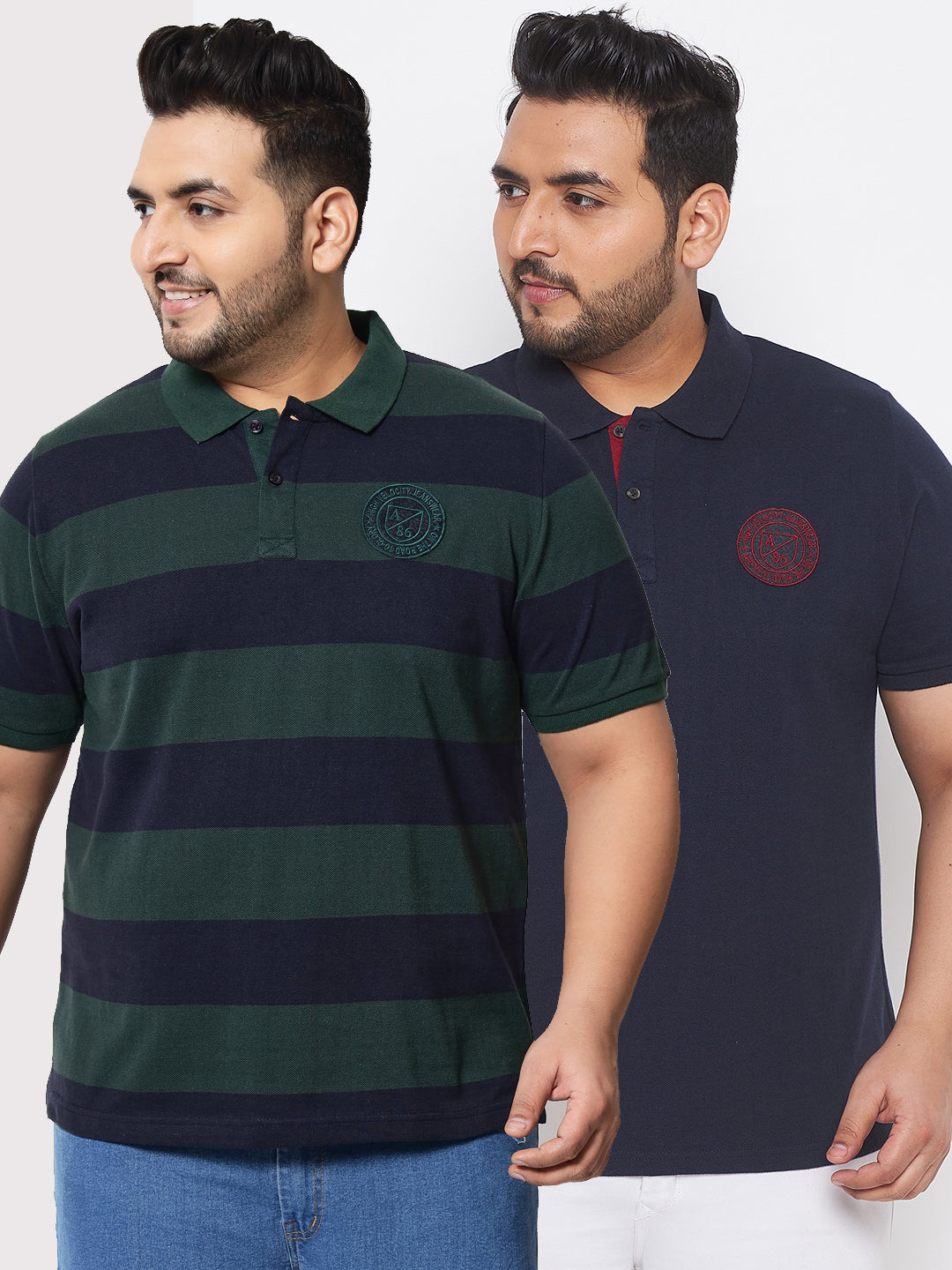 Pack of 2 Striped Men Polo Neck Multicolor T-Shirt