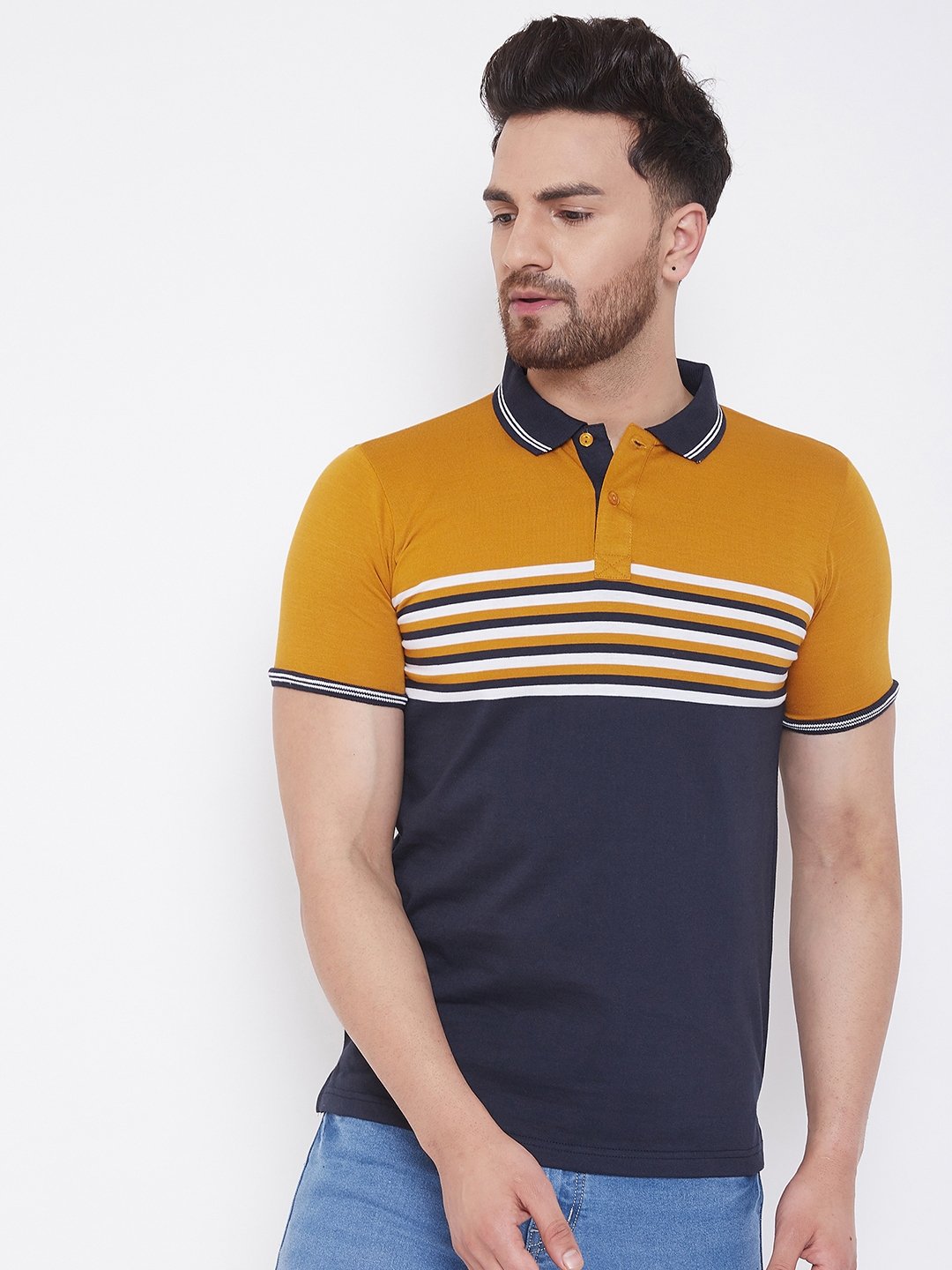 Navy blue Striper Polo T-shirt