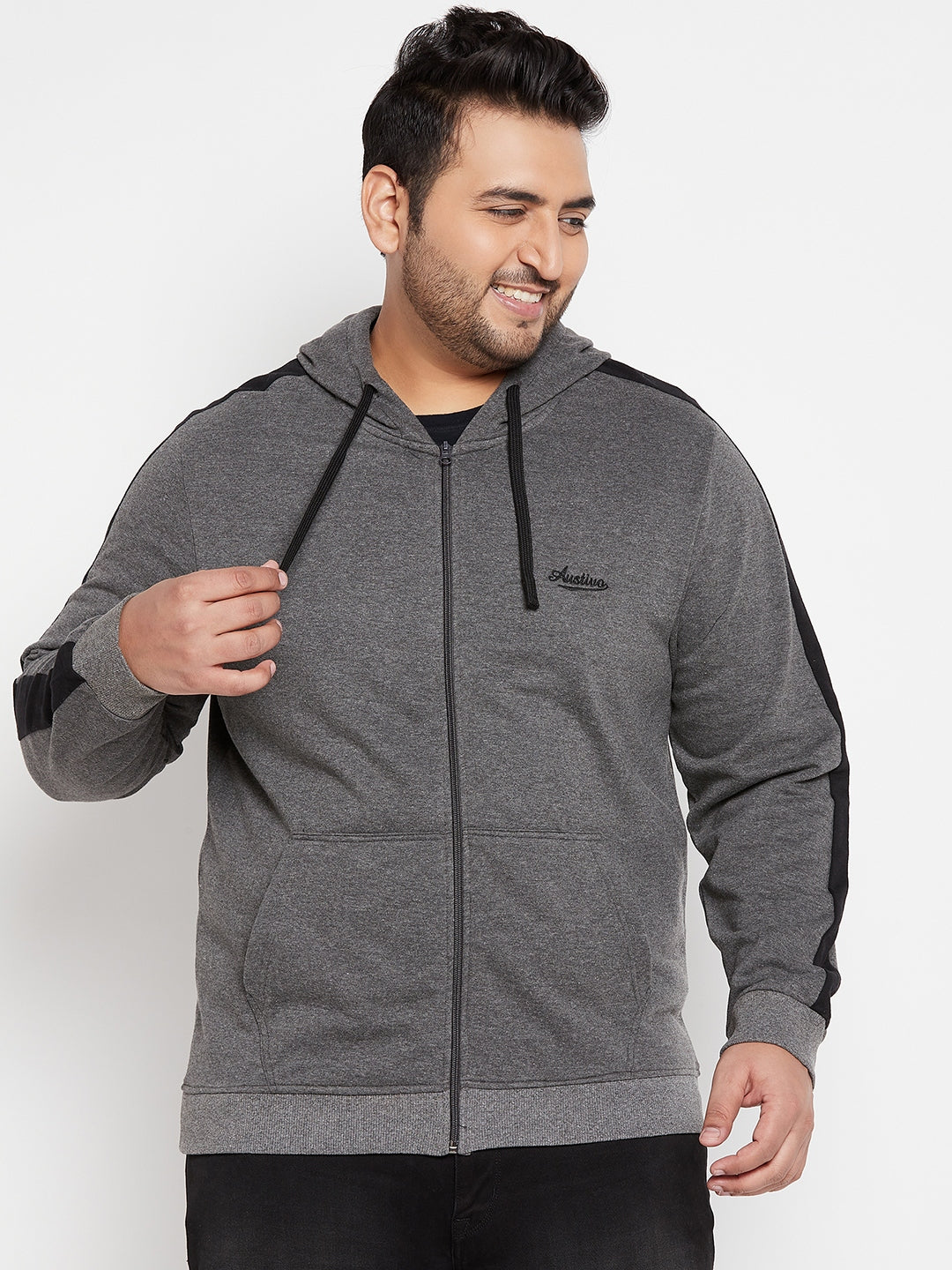 Austivo Men's Colour Block Hooded Sweatshirt