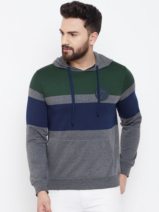 Men's Multi Striper Hooded Sweatshirt