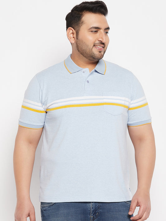 Striped Men Polo Neck Multicolor T-Shirt