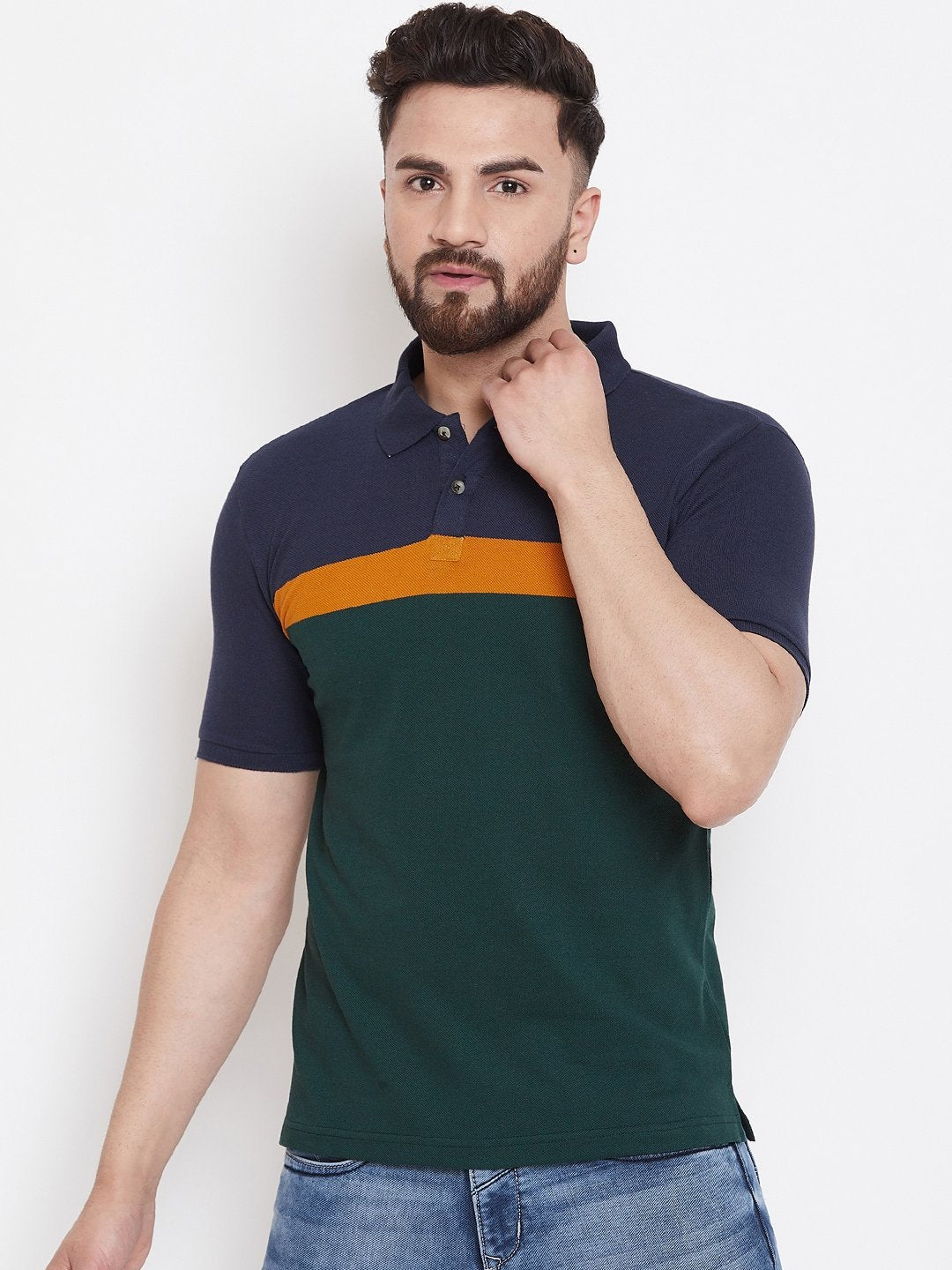 Green Stripers Polo T-shirt
