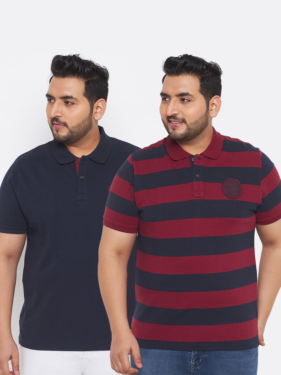 Pack of 2 Striped Men Polo Neck Multicolor T-Shirt