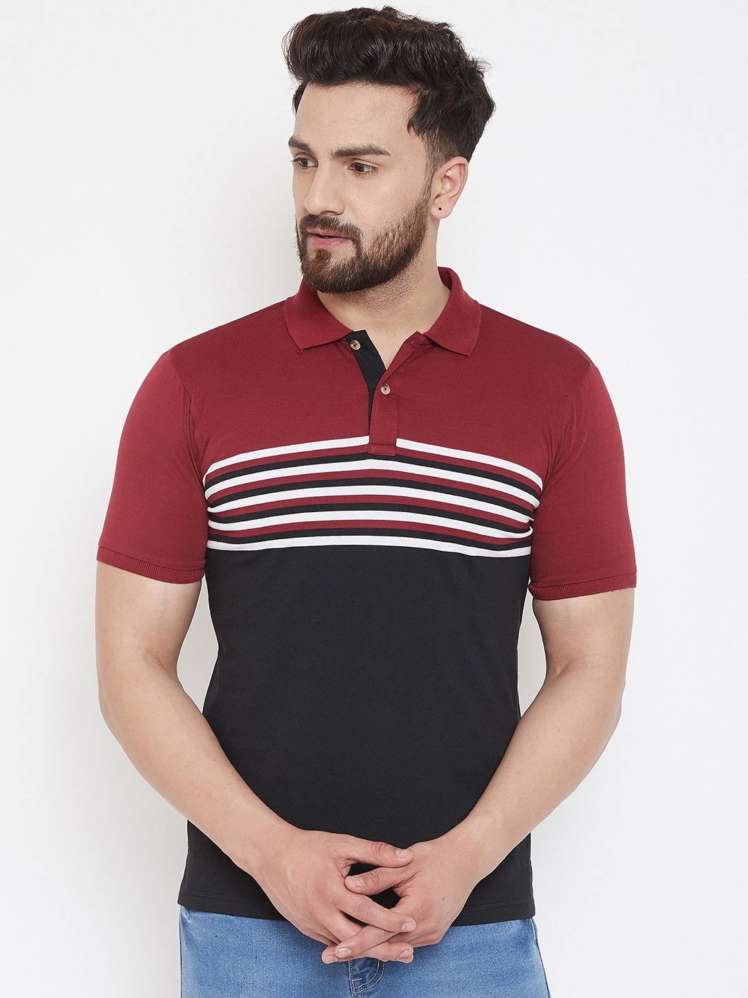 Black Striper Polo T-shirt