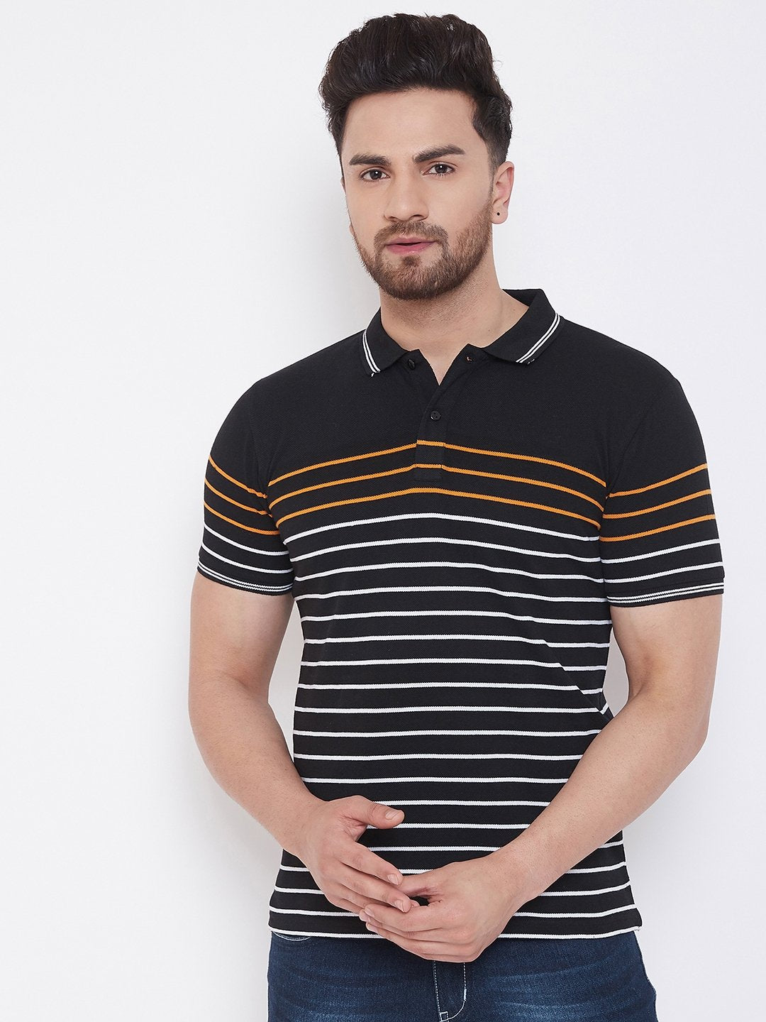 Black Striper Polo T-shirt