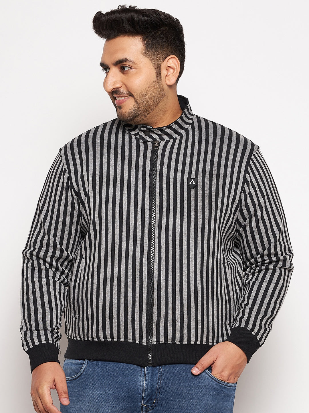 Plus size striped jacket best sale