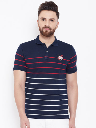 Navy Stripers Polo T-shirt