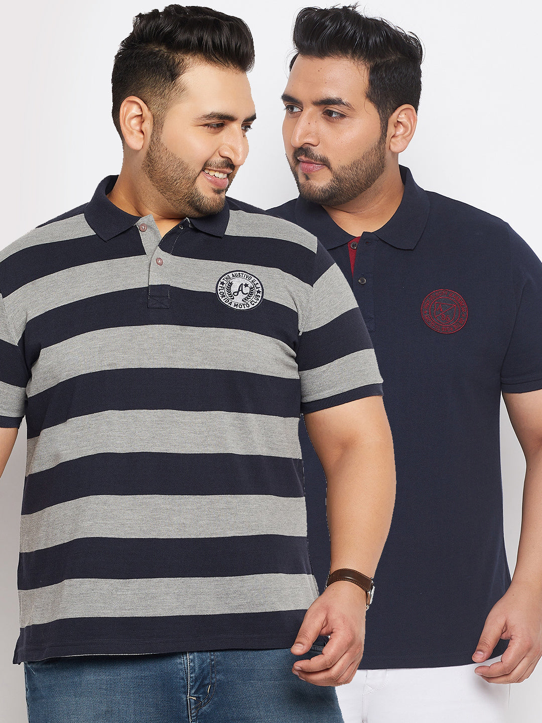 Pack of 2 Striped Men Polo Neck Multicolor T-Shirt