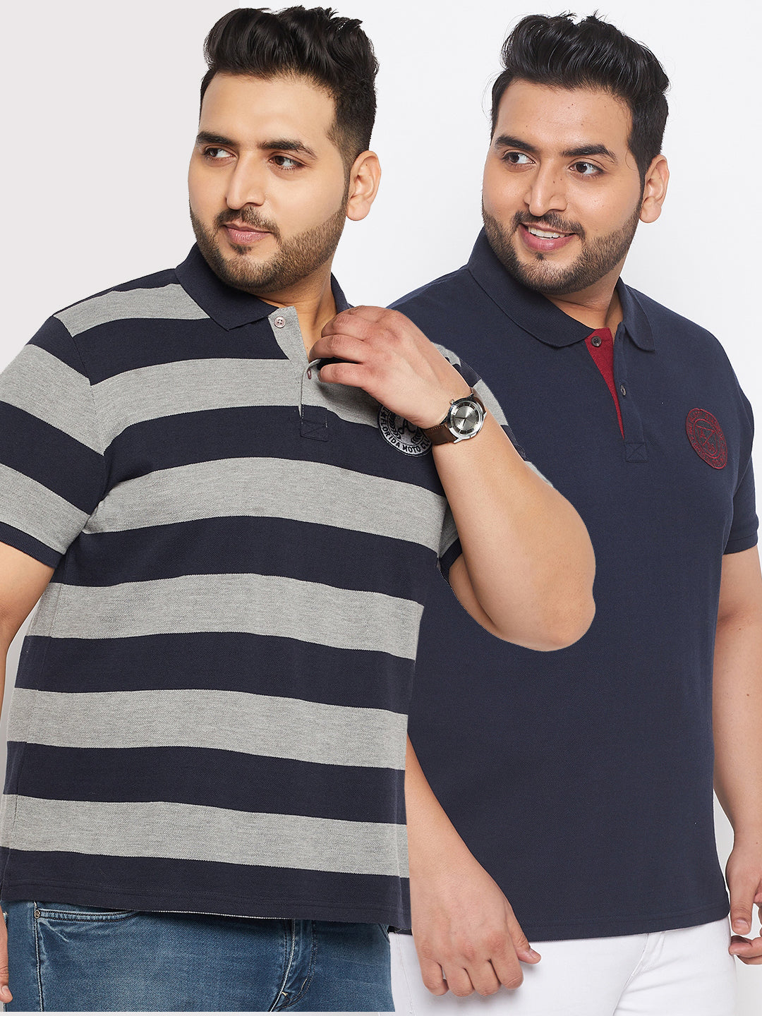 Pack of 2 Striped Men Polo Neck Multicolor T-Shirt