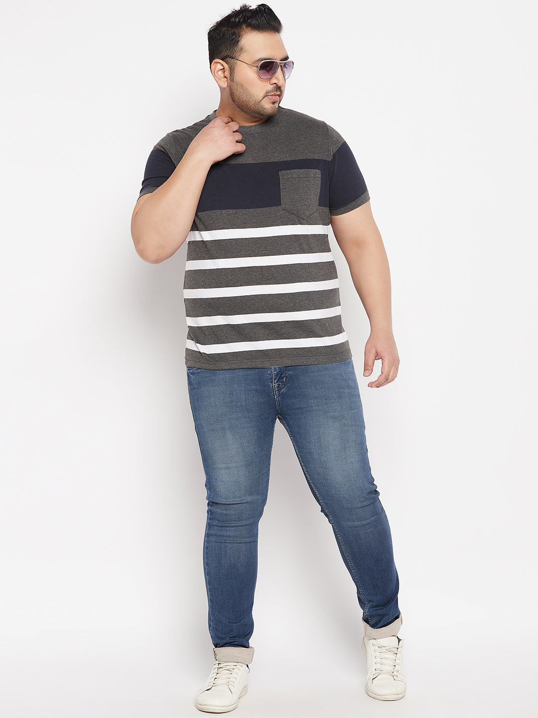 Austivo Striped Men Round Neck Multicolor T-Shirt