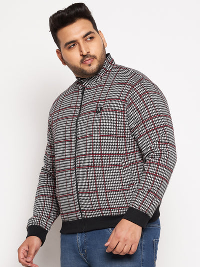 Full Sleeve Checkered Men Bomber Jacket