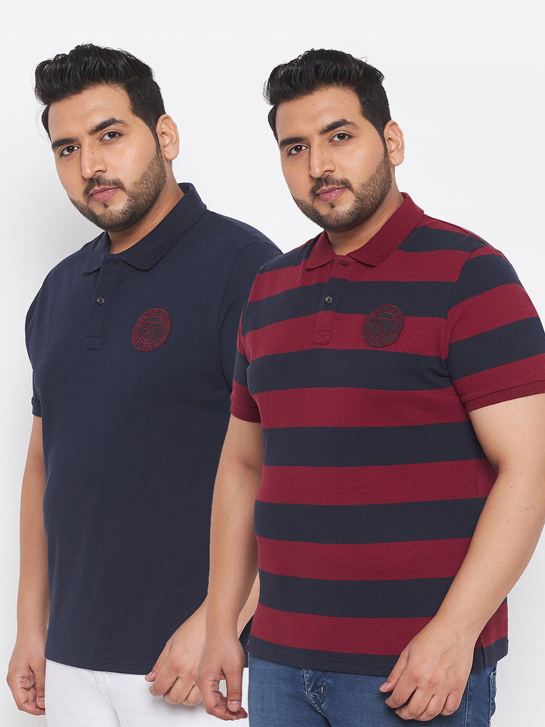 Pack of 2 Striped Men Polo Neck Multicolor T-Shirt