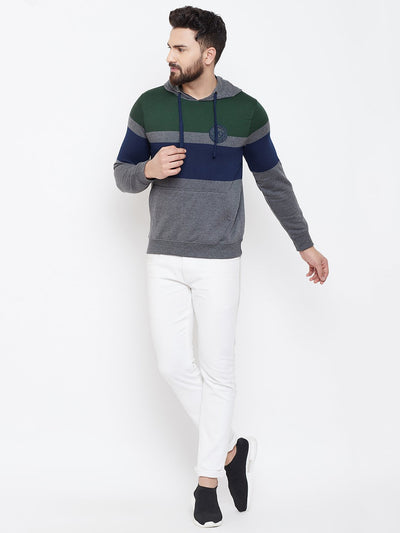 Men's Multi Striper Hooded Sweatshirt