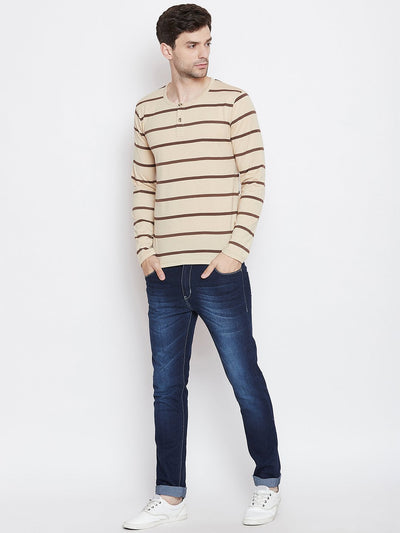 Yellow Solids Henley Neck T-shirt