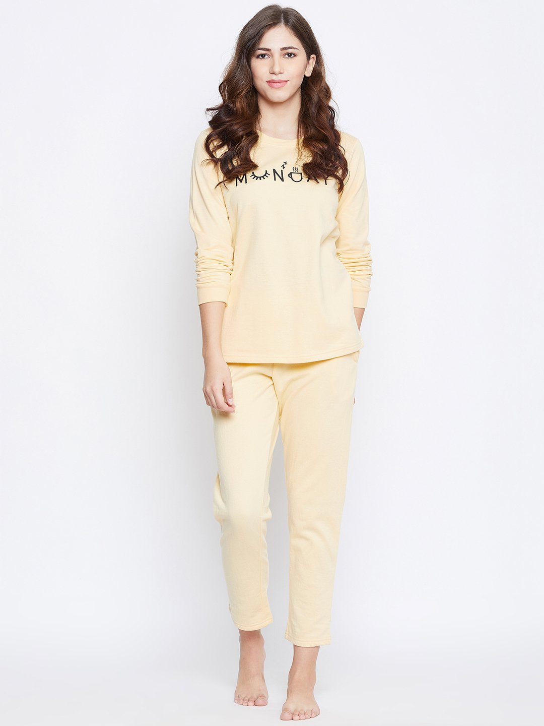 Yellow Solid Women's Night Suits