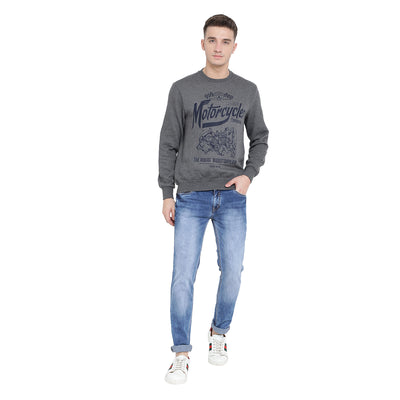 Men's Anthra Printed Round Neck Sweatshirt