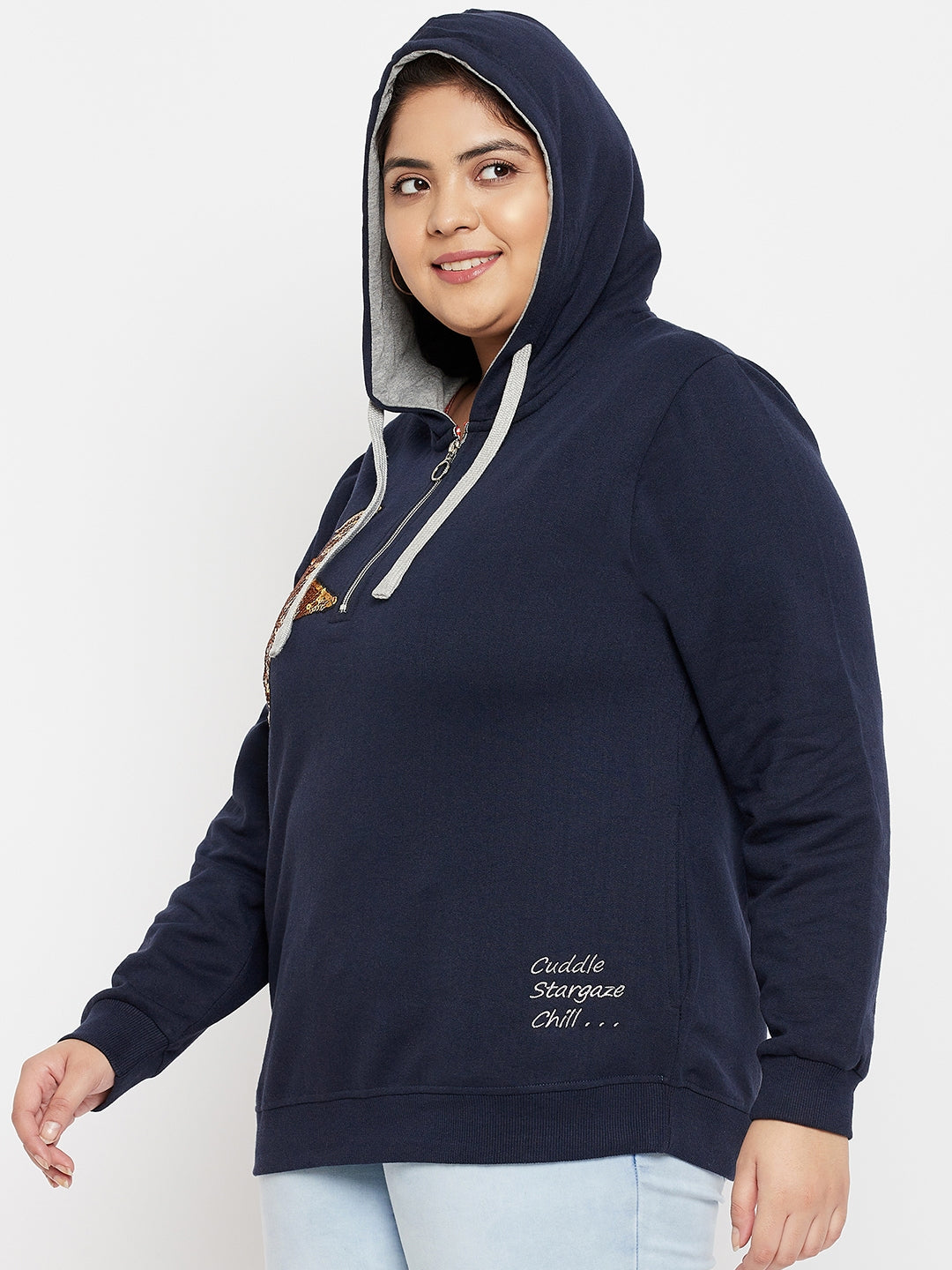 Austivo Women Solid Hooded Sweatshirt