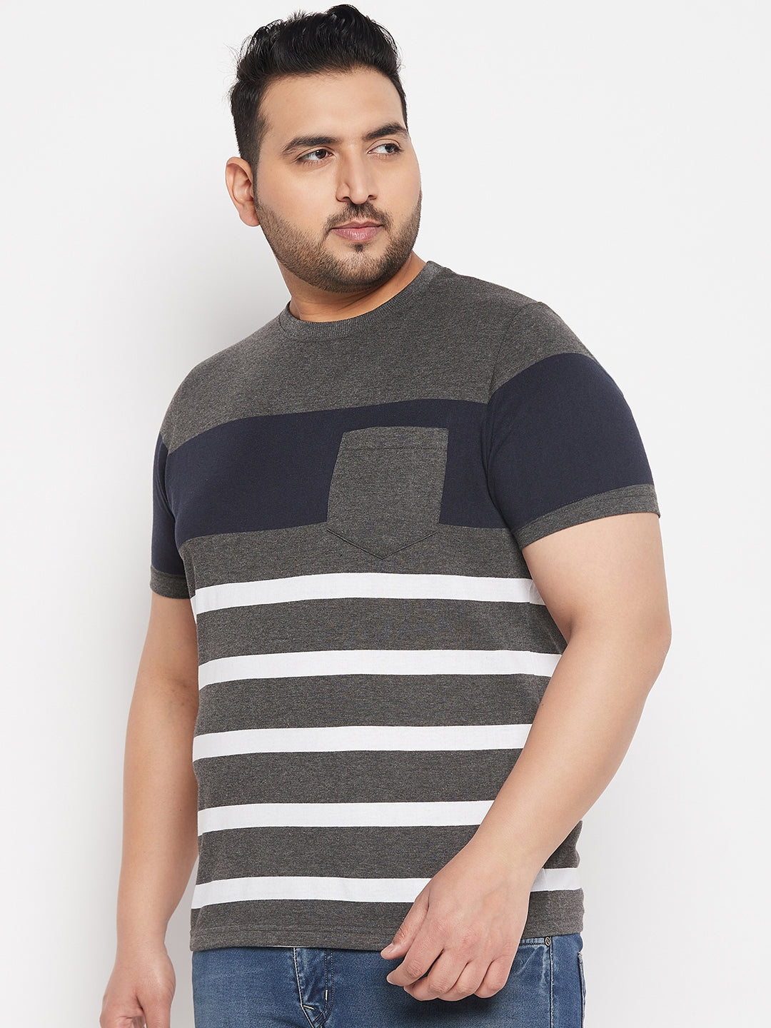 Austivo Striped Men Round Neck Multicolor T-Shirt