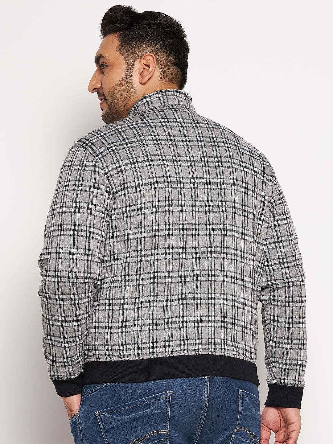 Full Sleeve Checkered Men Bomber Jacket