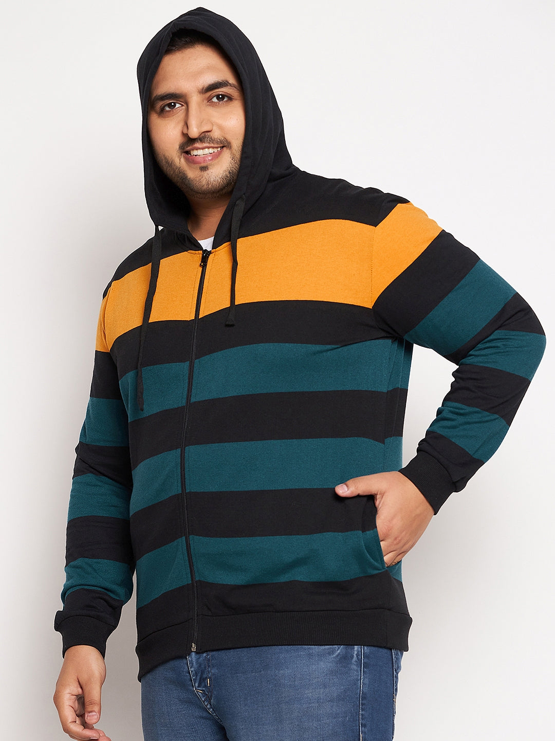 Austivo Men's Colour Block Hooded Sweatshirt