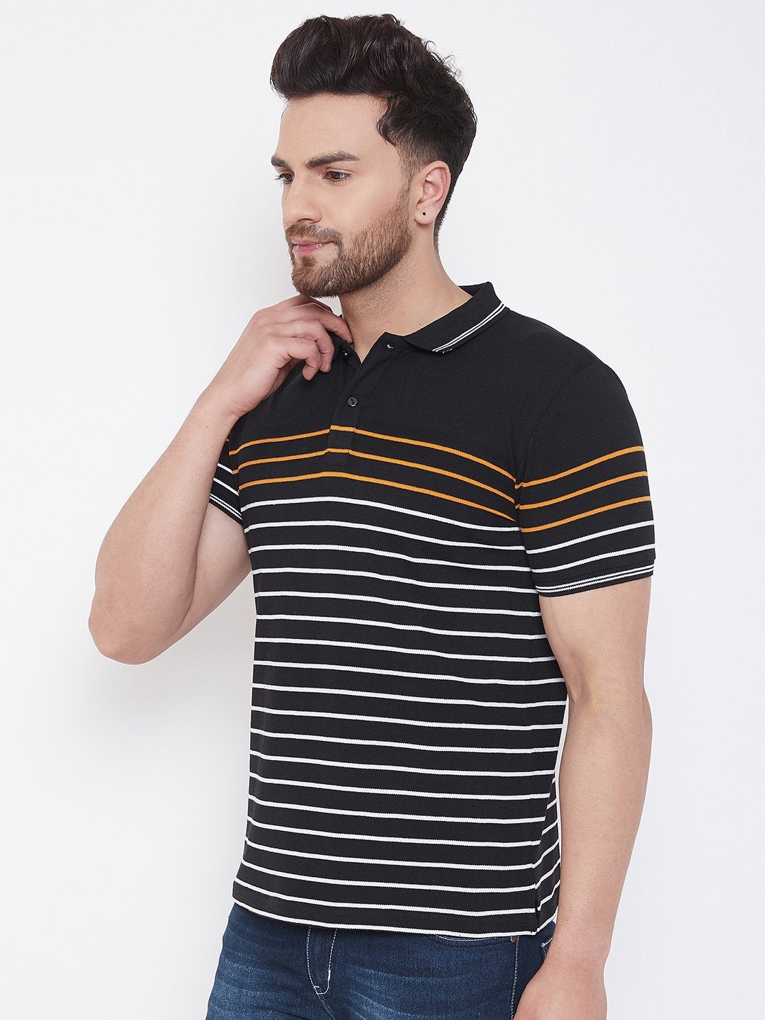 Black Striper Polo T-shirt