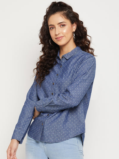 Women Regular Fit Solid Curved Collar Casual Shirt