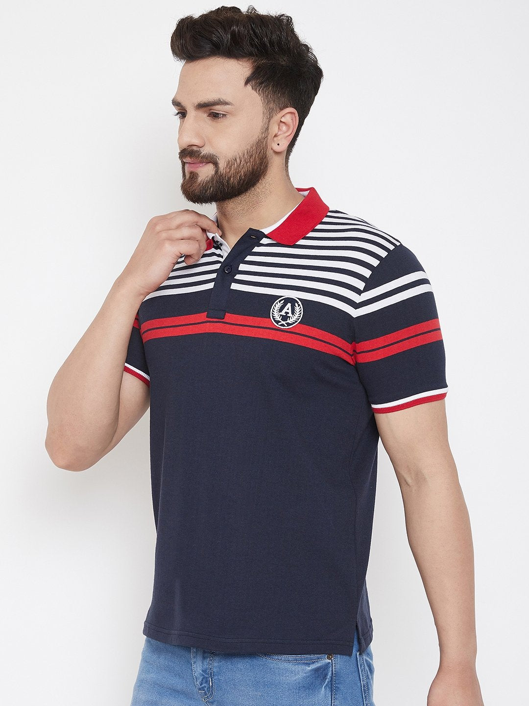 Navy blue Striper Polo T-shirt