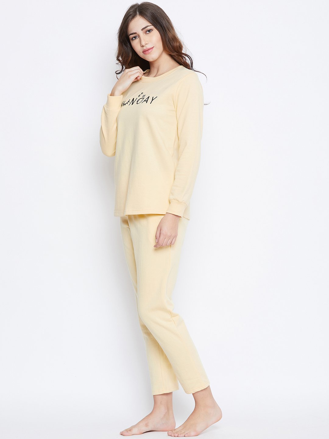 Yellow Solid Women's Night Suits