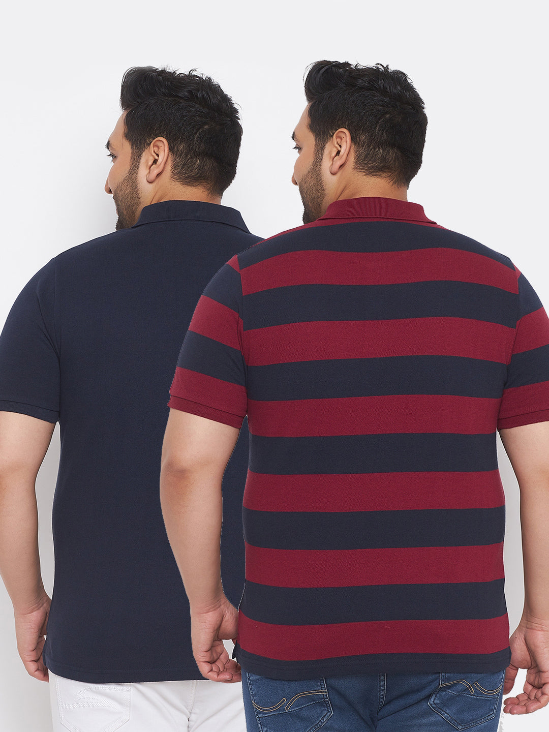 Pack of 2 Striped Men Polo Neck Multicolor T-Shirt