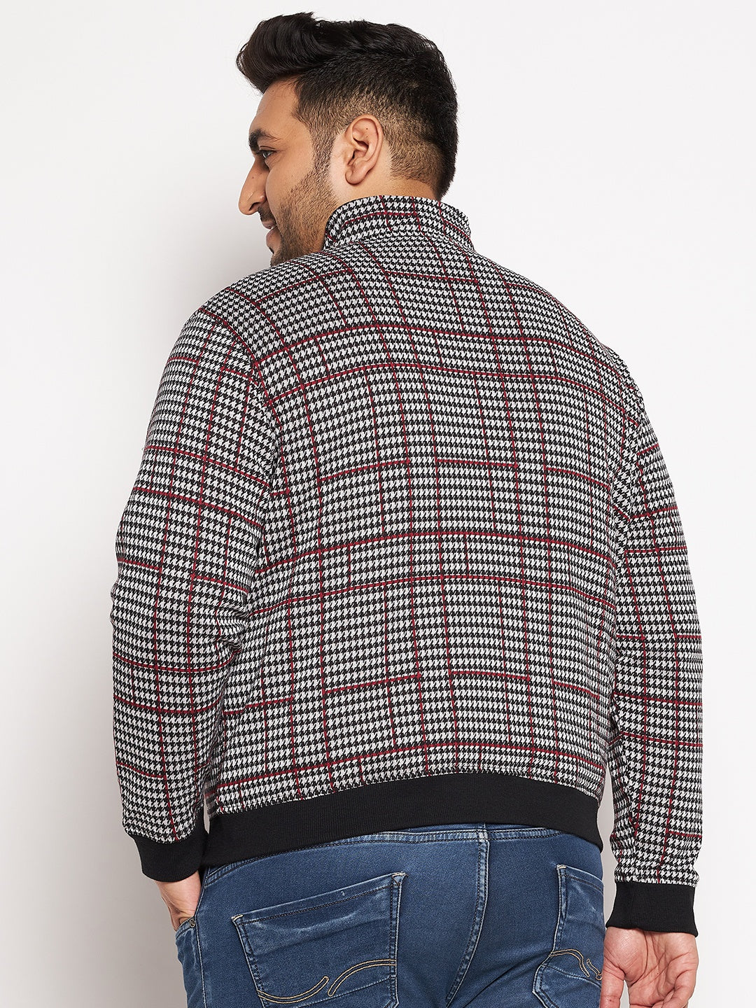 Full Sleeve Checkered Men Bomber Jacket