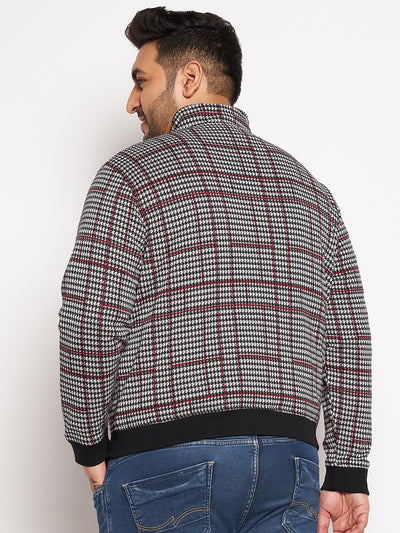Full Sleeve Checkered Men Bomber Jacket