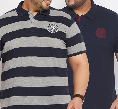 Pack of 2 Striped Men Polo Neck Multicolor T-Shirt