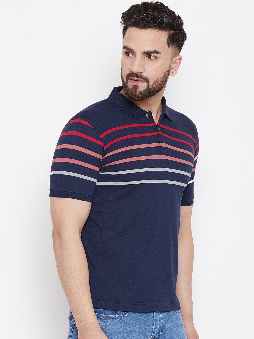 Navy Stripers Polo T-shirt