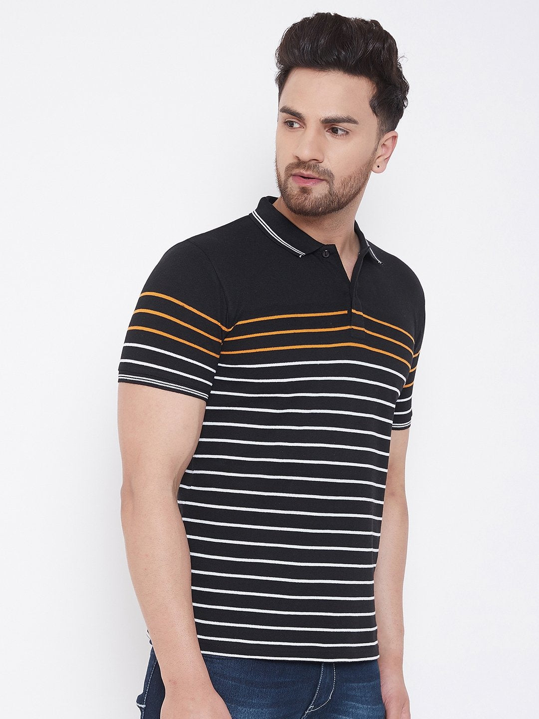 Black Striper Polo T-shirt