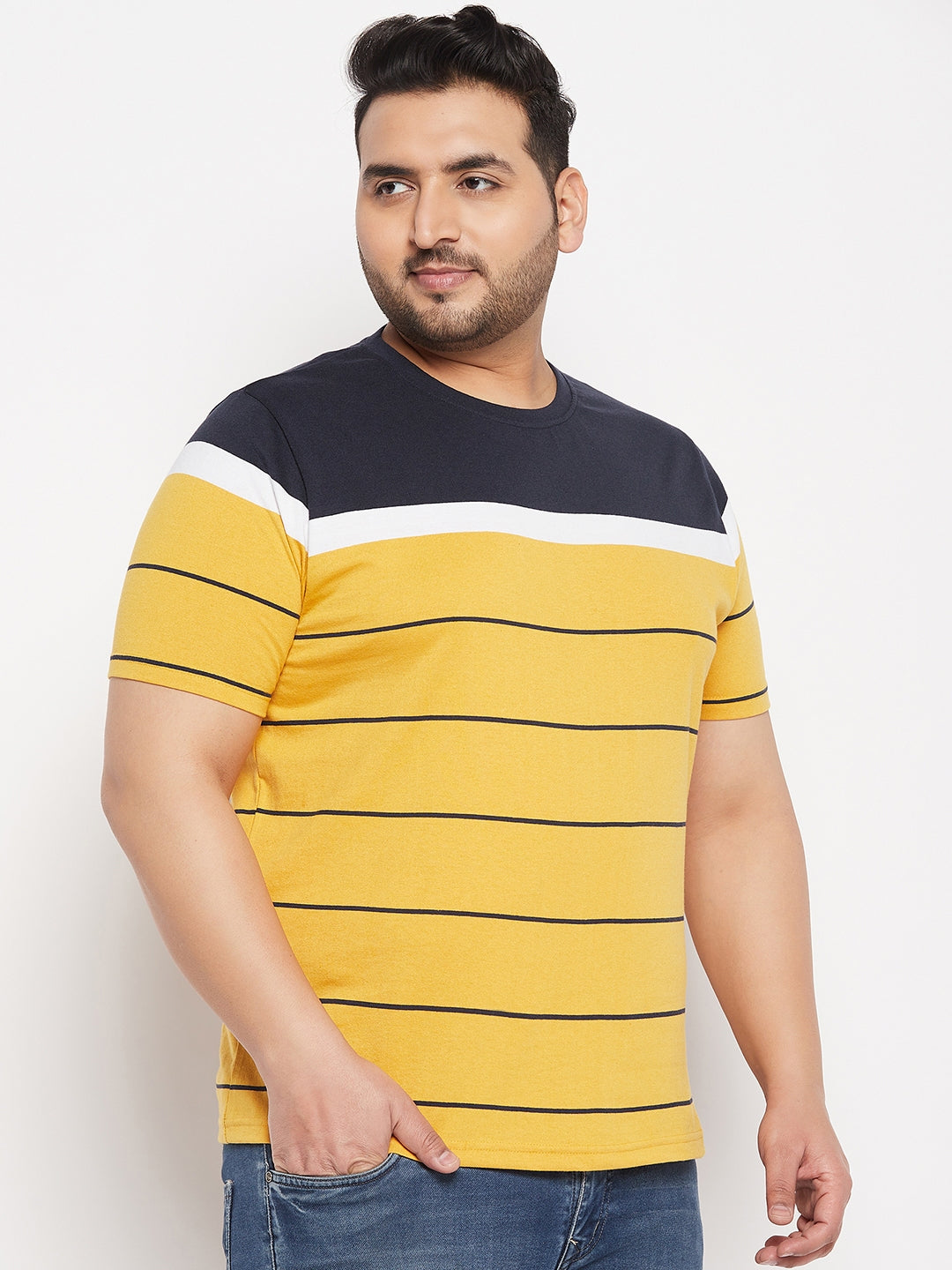 Austivo Striped Men Round Neck Multicolor T-Shirt