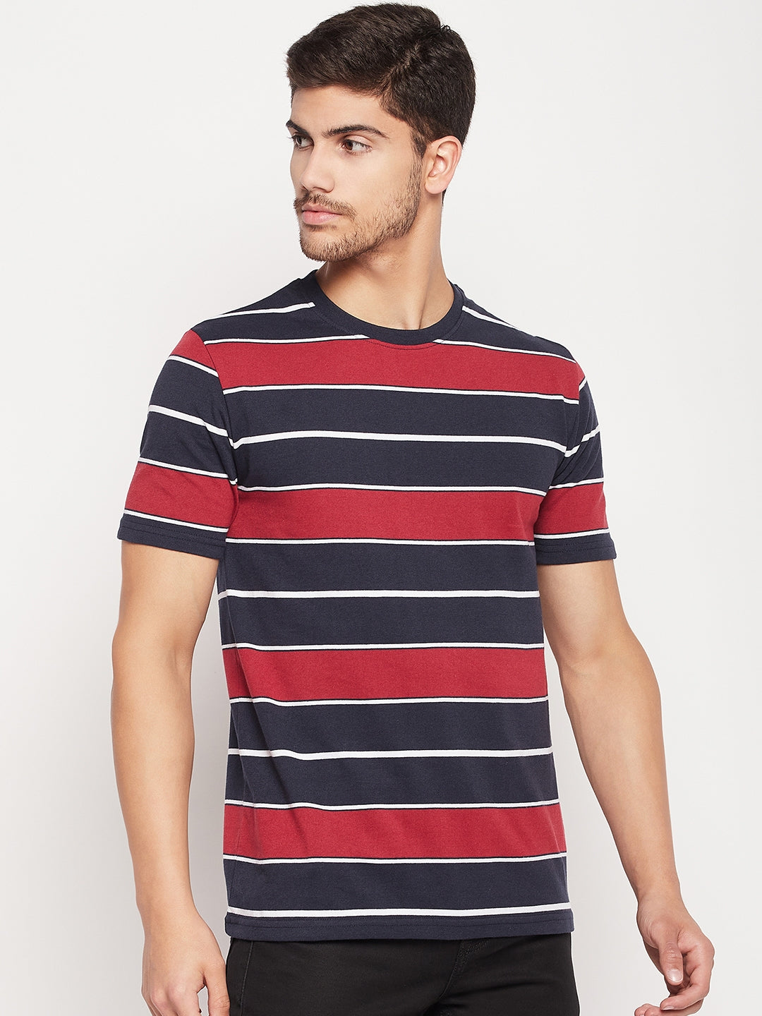 Austin Wood Men's Round Neck Striper T-shirt
