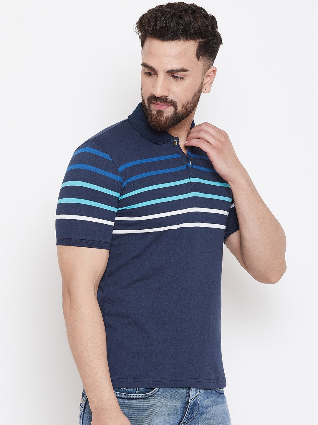 Navy Stripers Polo T-shirt