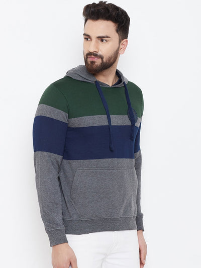 Men's Multi Striper Hooded Sweatshirt