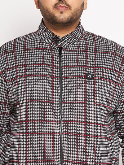 Full Sleeve Checkered Men Bomber Jacket