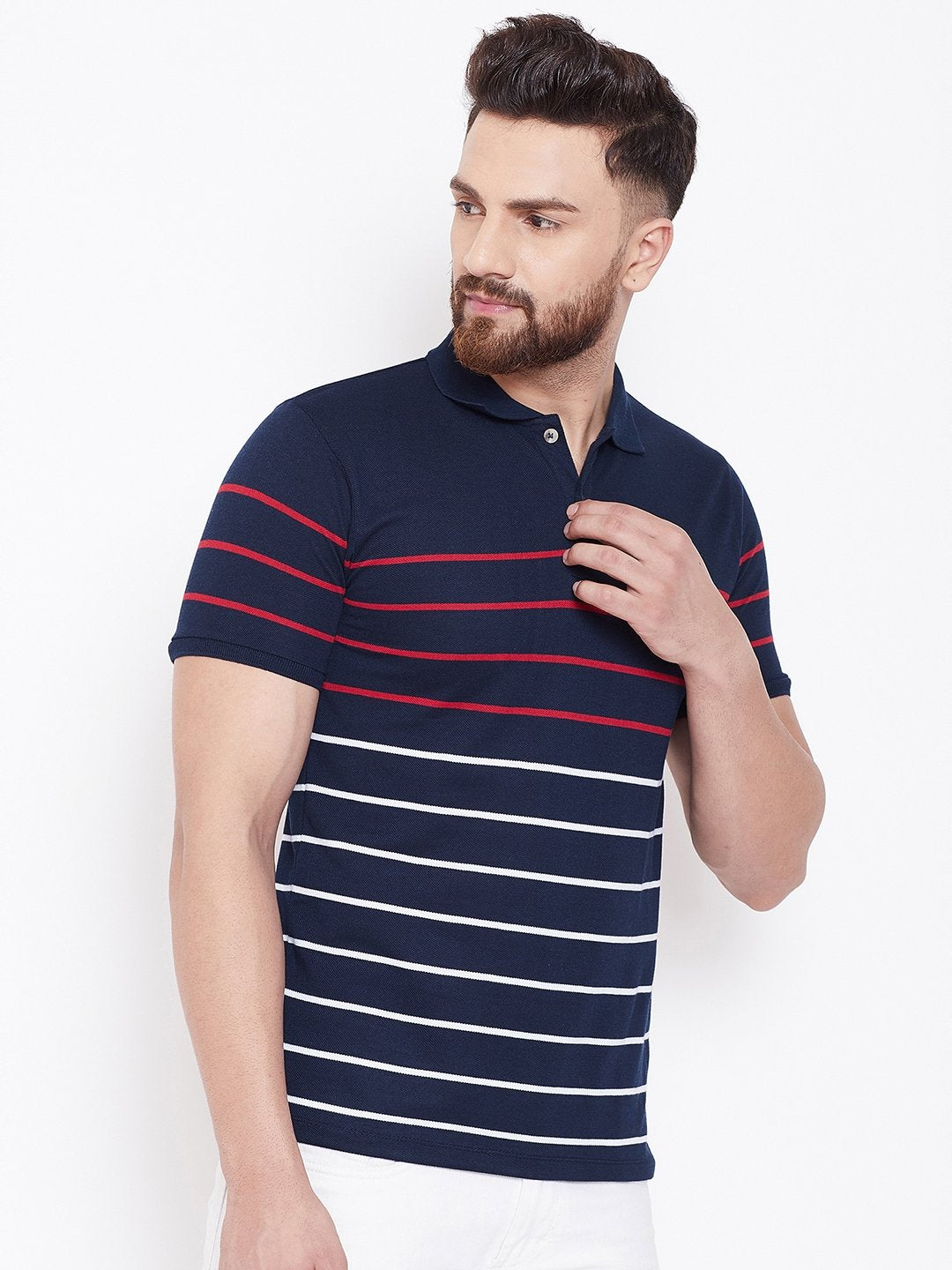 Navy Stripers Polo T-shirt