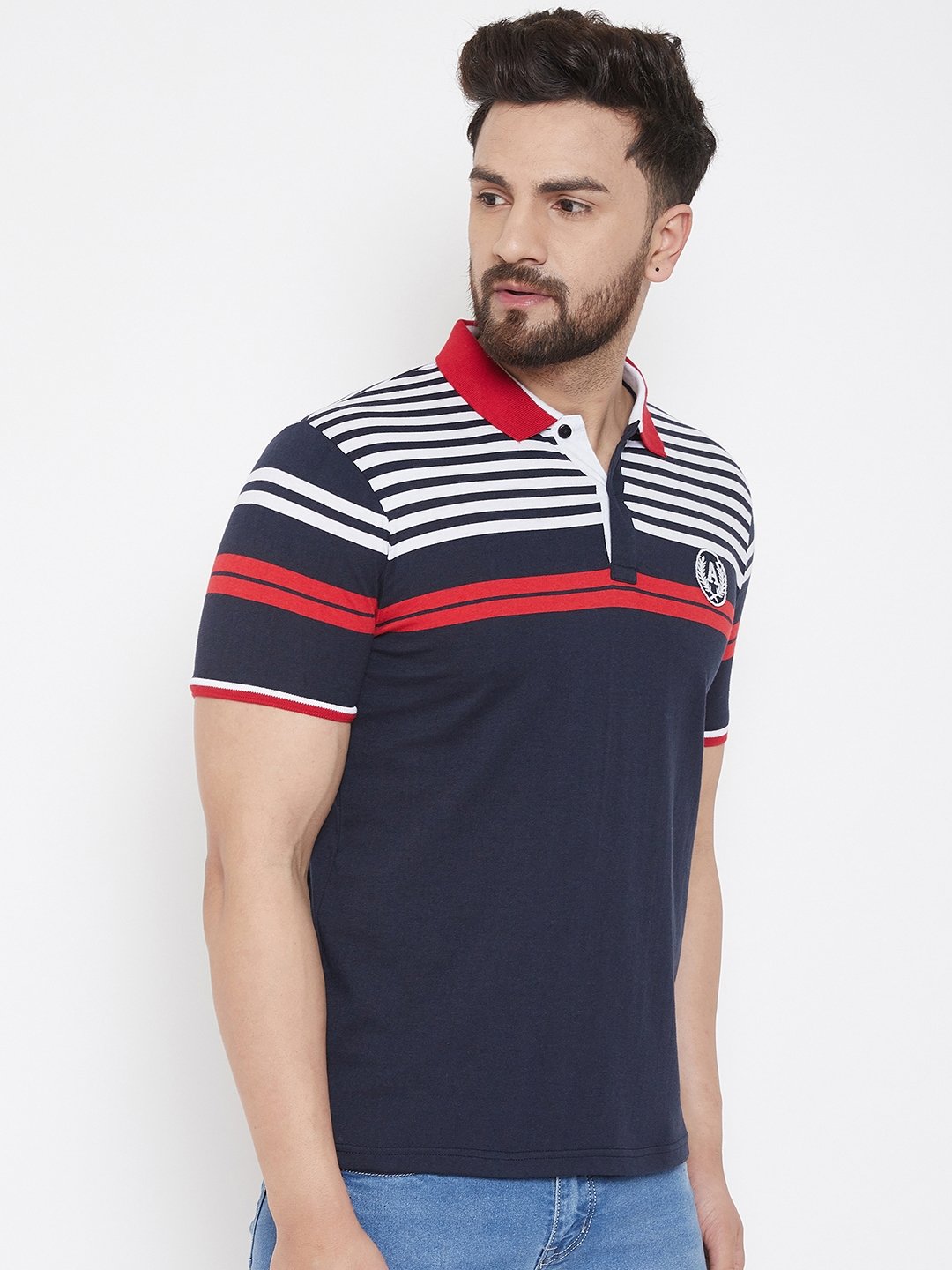 Navy blue Striper Polo T-shirt