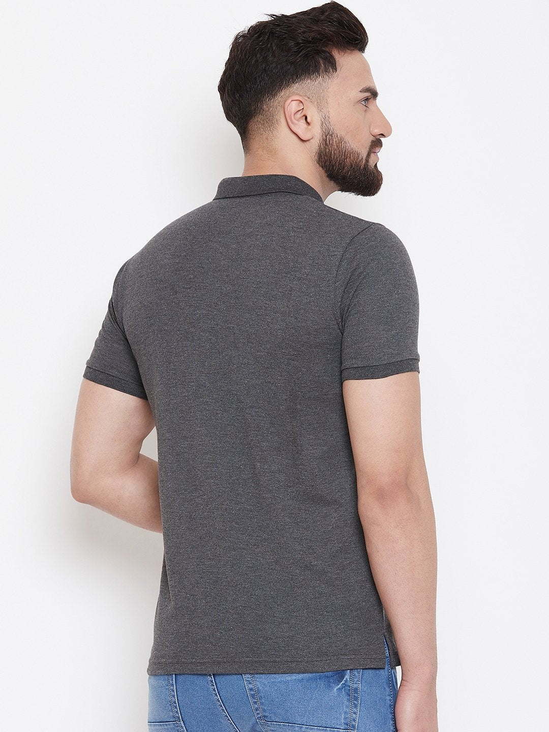 Grey Plain Polo T-shirt