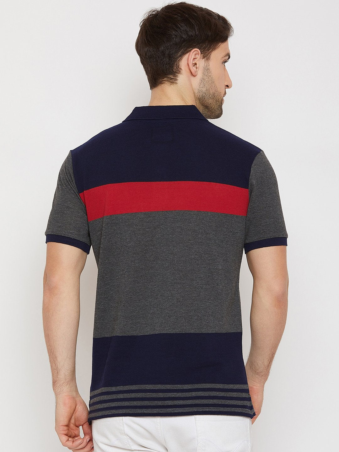 Grey Color Block Polo T-shirt