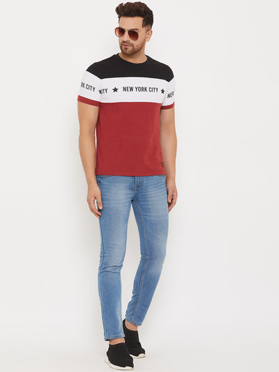 Austin Wood Men's Round Neck Striper T-shirt