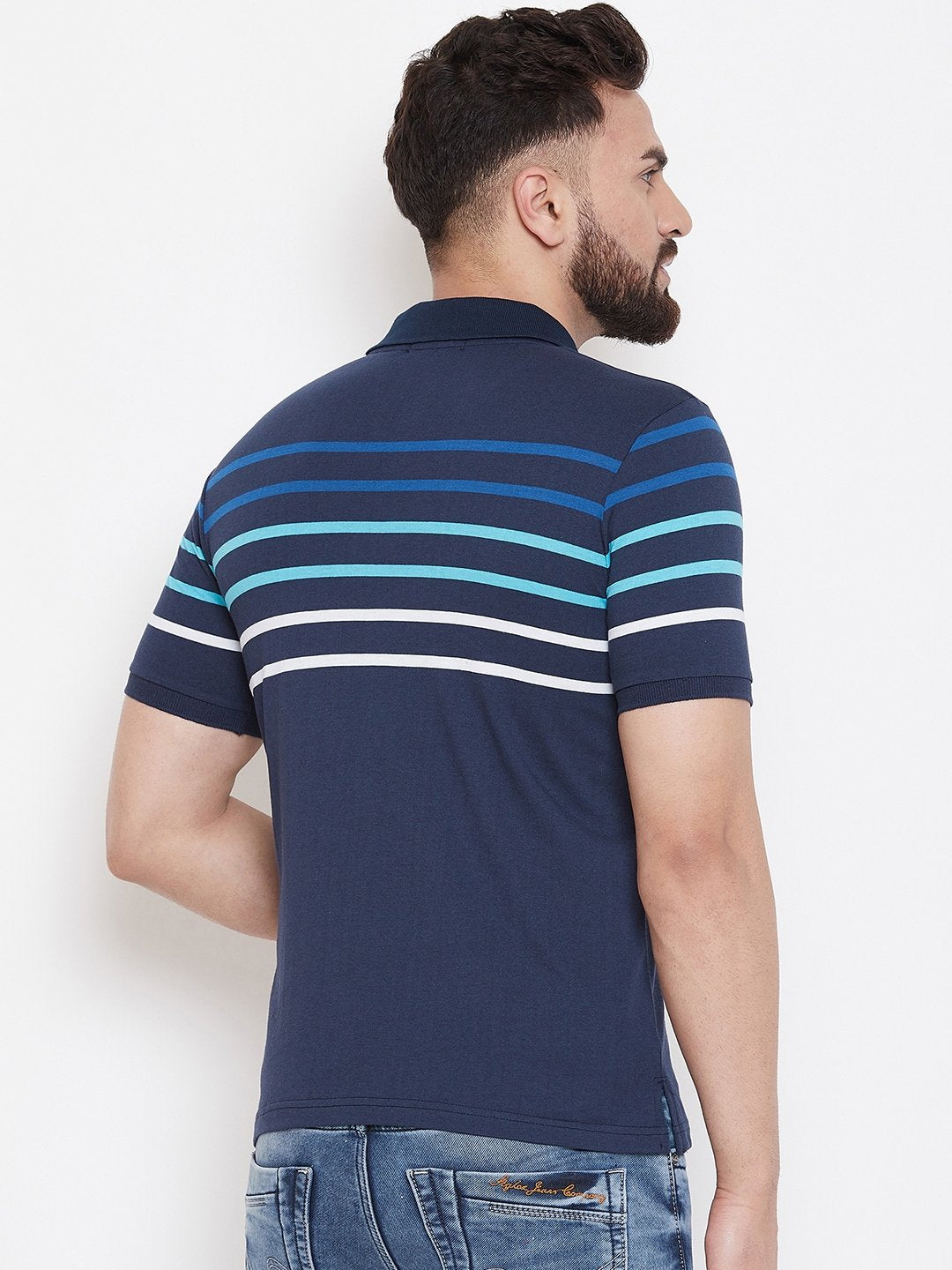 Navy Stripers Polo T-shirt