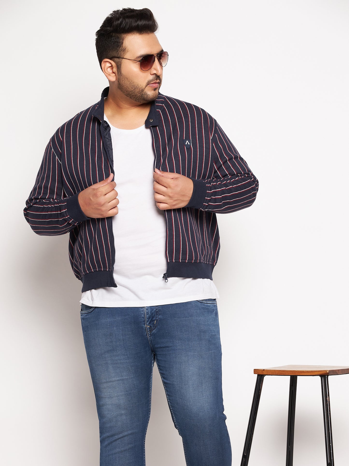 Full Sleeve Checkered Men Bomber Jacket