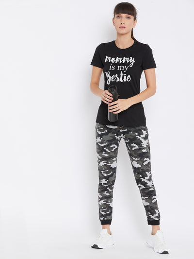 Austin Wood Women's Charcoal Full Sleeves Printed Track Suit