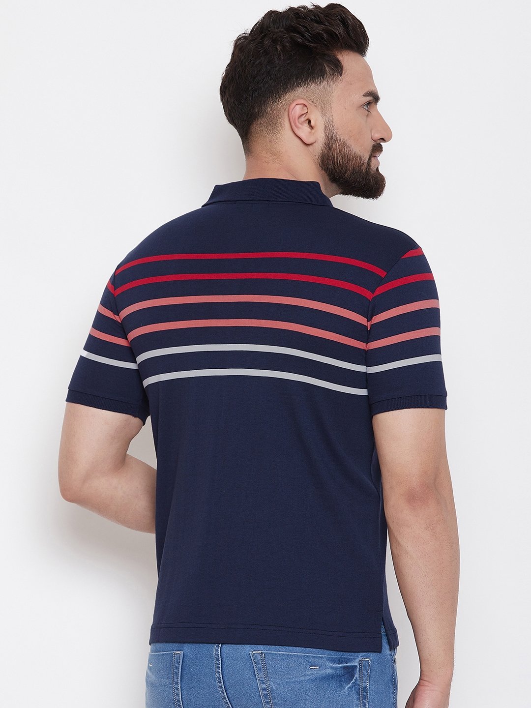 Navy Stripers Polo T-shirt