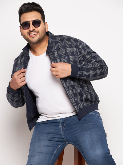 Full Sleeve Checkered Men Bomber Jacket
